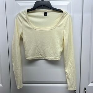 SHEIN | Ivory Scoop Neck Long Sleeve Crop  - Small